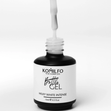 Gel con pincel Komilfo Bottle gel Milky White Intense, Blanco Intenso, 15 ml