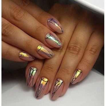 Mirror foil 04, Blanco translucido con Violeta, 5 x 50 cm