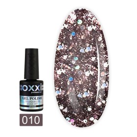 Esmalte Permanente Oxxi Star Gel 010 (Marrón chocolate con brillo), 10 ml.