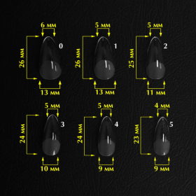 Tips de gel Komilfo SoFast Almond, 240 uds, 12 medidas