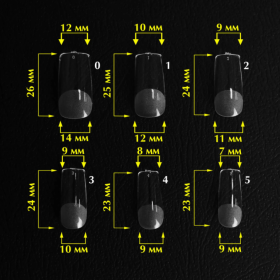 Tips de gel Komilfo SoFast Square, 240 uds, 12 medidas