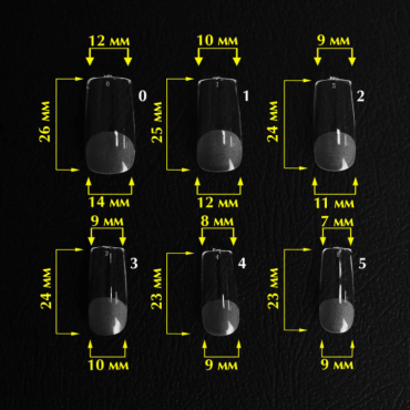 Tips de gel Komilfo SoFast Square, 240 uds, 12 medidas