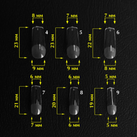 Tips de gel Komilfo SoFast Square, 240 uds, 12 medidas