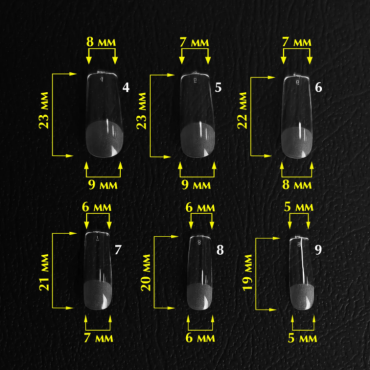Tips de gel Komilfo SoFast Square, 240 uds, 12 medidas