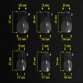 Tips de gel Komilfo SoFast Ballerina Medium, 240 uds, 12 medidas