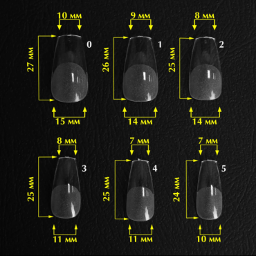 Tips de gel Komilfo SoFast Ballerina Medium, 240 uds, 12 medidas