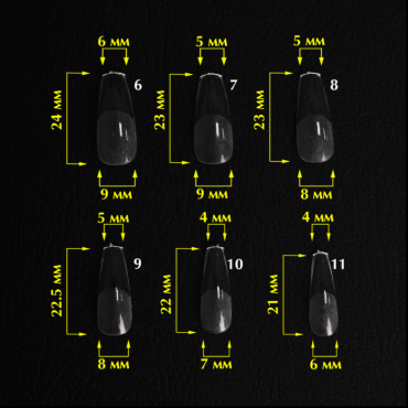 Tips de gel Komilfo SoFast Ballerina Medium, 240 uds, 12 medidas