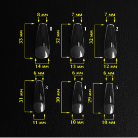 Tips de gel Komilfo SoFast Ballerina Long, 240 uds, 12 medidas