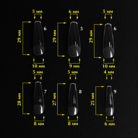 Tips de gel Komilfo SoFast Ballerina Long, 240 uds, 12 medidas