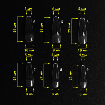 Tips de gel Komilfo SoFast Ballerina Long, 240 uds, 12 medidas