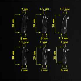 Tips de gel Komilfo SoFast Stiletto, 240 uds, 12 medidas