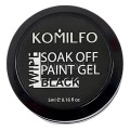 Pintura de gel con pegajosidad Komilfo 001 Soak Off, Negro, 5 ml