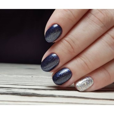 Esmalte permanente Spektr EVE 127 Steel Glitter (Azul con purpurina fina), 10 ml