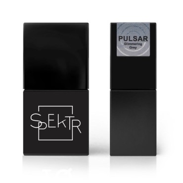 Esmalte permanente Spektr PULSAR 155 Glimmering Grey (Gris con purpurina multicolor), 10 ml