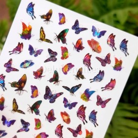 Pegatina adhesiva Holográfica D3715, Mariposas