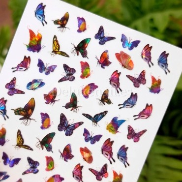 Pegatina adhesiva Holográfica D3715, Mariposas