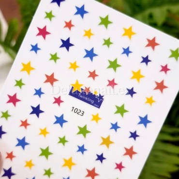 Pegatina adhesiva 1023, Estrellas multicolor