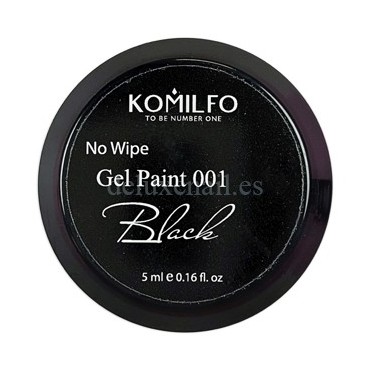 Pintura de gel sin pegajosidad Komilfo 001, negro, 5 ml