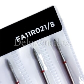 Kit de 6 fresas Rojas Llama, Ø2.1 mm, FA11R021/8, grano suave, Staleks