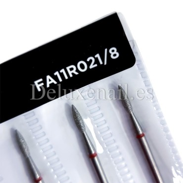 Kit de 6 fresas Rojas Llama, Ø2.1 mm, FA11R021/8, grano suave, Staleks