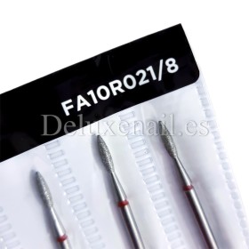 Kit de 6 fresas Rojas Llama, Ø2.1 mm, FA10R021/8, grano suave, Staleks