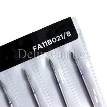 Kit de 6 fresas Azules Llama, Ø2.1 mm, FA11B021/8, grano medio, Staleks