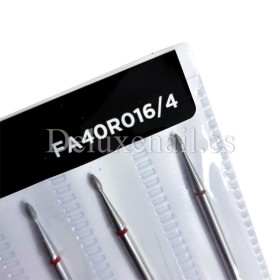Kit de 6 fresas Rojas Bala, Ø1.6 mm, FA40R016/4, grano suave, Staleks