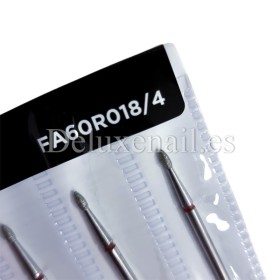 Kit de 6 fresas Rojas Bala, Ø1.8 mm, FA60R018/4, grano suave, Staleks