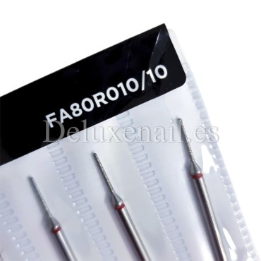 Kit de 6 fresas Rojas Aguja, Ø1 mm, FA80R010/10, grano suave, Staleks
