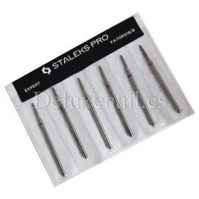 Kit de 6 fresas Rojas Cono fino, Ø1.8 mm, FA70R018/8, grano suave, Staleks