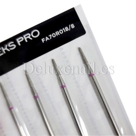 Kit de 6 fresas Rojas Cono fino, Ø1.8 mm, FA70R018/8, grano suave, Staleks
