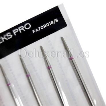 Kit de 6 fresas Rojas Cono fino, Ø1.8 mm, FA70R018/8, grano suave, Staleks