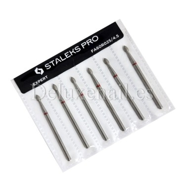 Kit de 6 fresas Rojas Bala, Ø2.5 mm, FA60R025/4.5, grano suave, Staleks