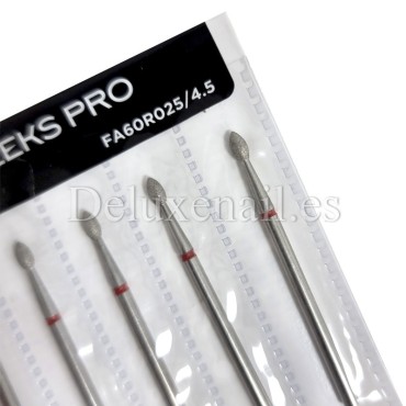 Kit de 6 fresas Rojas Bala, Ø2.5 mm, FA60R025/4.5, grano suave, Staleks