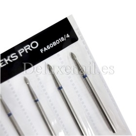 Kit de 6 fresas Azules Bala, Ø1.8 mm, FA60B018/4, grano medio, Staleks