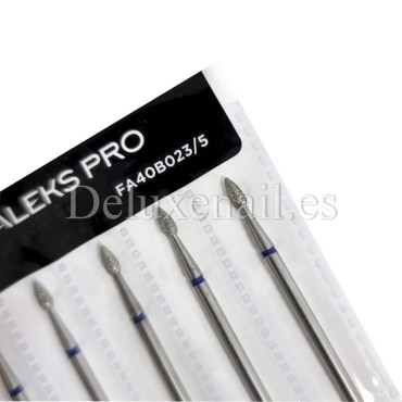 Kit de 6 fresas Azules Bala, Ø2.3 mm, FA40B023/5, grano medio, Staleks