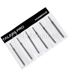 Kit de 6 fresas Rojas Cilindro redondeado, Ø1.4 mm, FA30R014/8, grano suave, Staleks