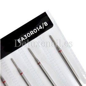 Kit de 6 fresas Rojas Cilindro redondeado, Ø1.4 mm, FA30R014/8, grano suave, Staleks