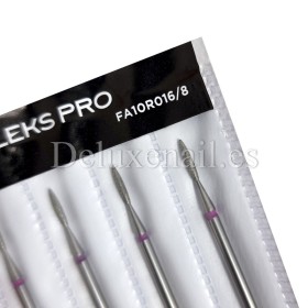 Kit de 6 fresas Rojas Llama, Ø1.6 mm, FA10R016/8, grano suave, Staleks