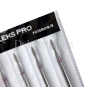 Kit de 6 fresas Rojas Llama, Ø1.6 mm, FA10R016/8, grano suave, Staleks