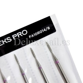 Kit de 6 fresas Rojas Llama, Ø1.4 mm, FA10R014/8, grano suave, Staleks
