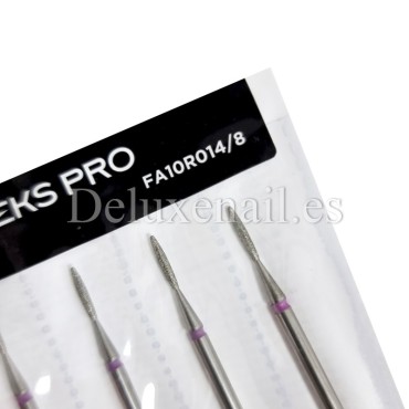 Kit de 6 fresas Rojas Llama, Ø1.4 mm, FA10R014/8, grano suave, Staleks