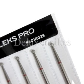 Kit de 6 fresas Rojas Bola, Ø2.5 mm, FA01R025, grano suave, Staleks