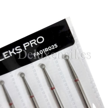 Kit de 6 fresas Rojas Bola, Ø2.5 mm, FA01R025, grano suave, Staleks