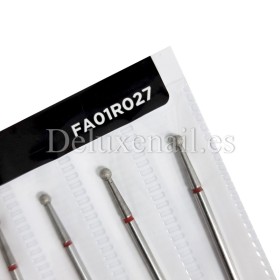 Kit de 6 fresas rojas Bola, Ø2.7 mm, FA01R027, grano suave, Staleks