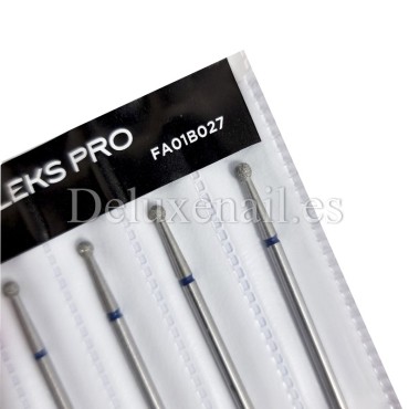 Kit de 6 fresas Azules Bola, Ø2.7 mm, FA01B027, grano medio, Staleks