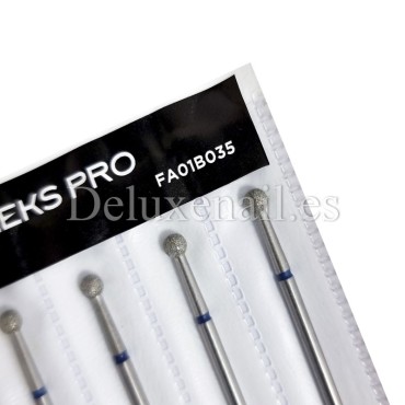 Kit de 6 fresas Azules Bola, Ø3.5 mm, FA01B035, grano medio, Staleks