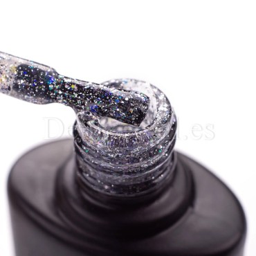 Esmalte Permanente Glow Attack 004 Komilfo, Plata Oscuro Holográfico, 8 ml