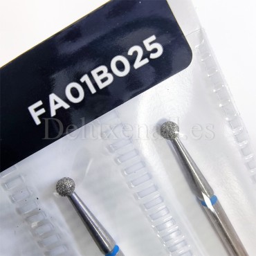 Kit de 6 fresas Azules Bola, Ø2.5 mm, FA01B025, grano medio, Staleks