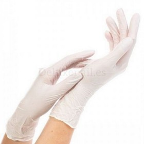 Guantes de nitrilo sin polvo Rubberex, Talla S, Blanco, 100 uds